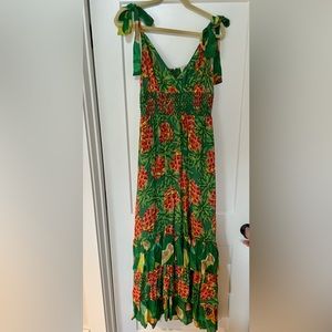 FARM Rio pineapple print maxi dress, size M.
